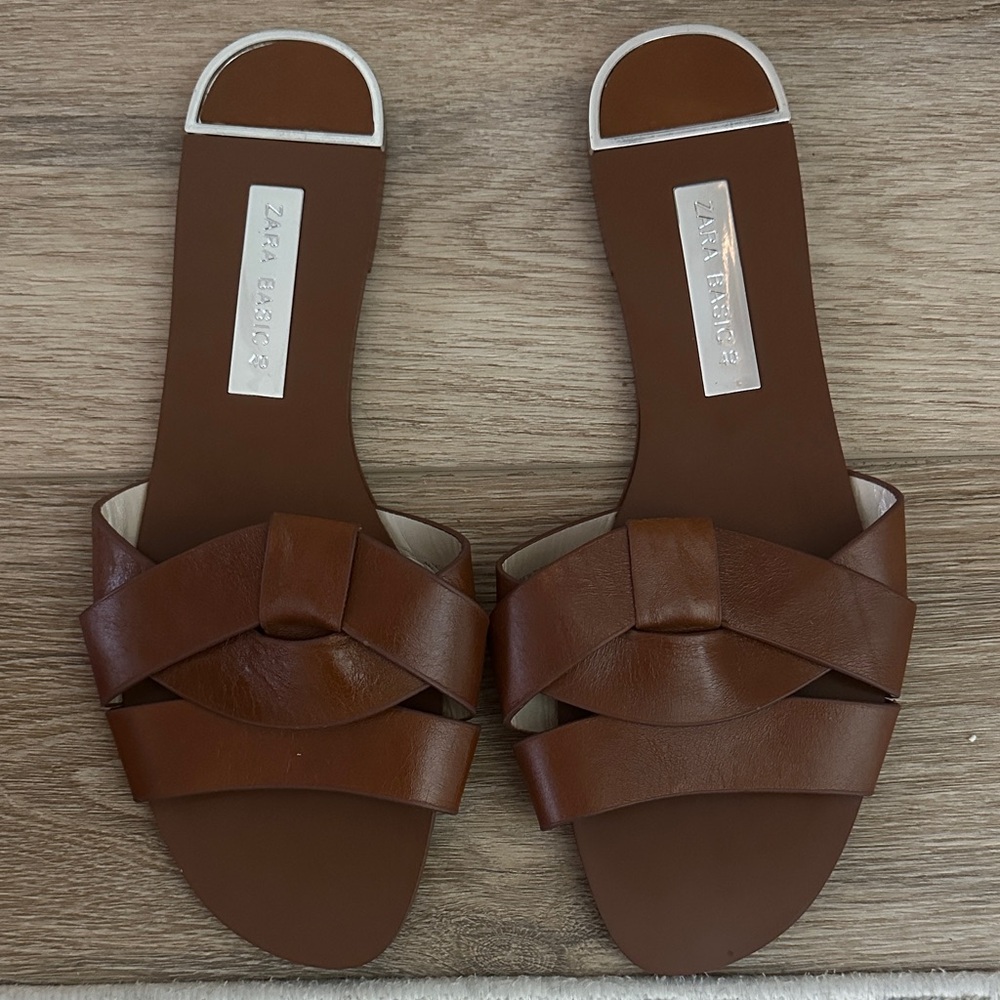Zara Tan Leather Women's Sandals